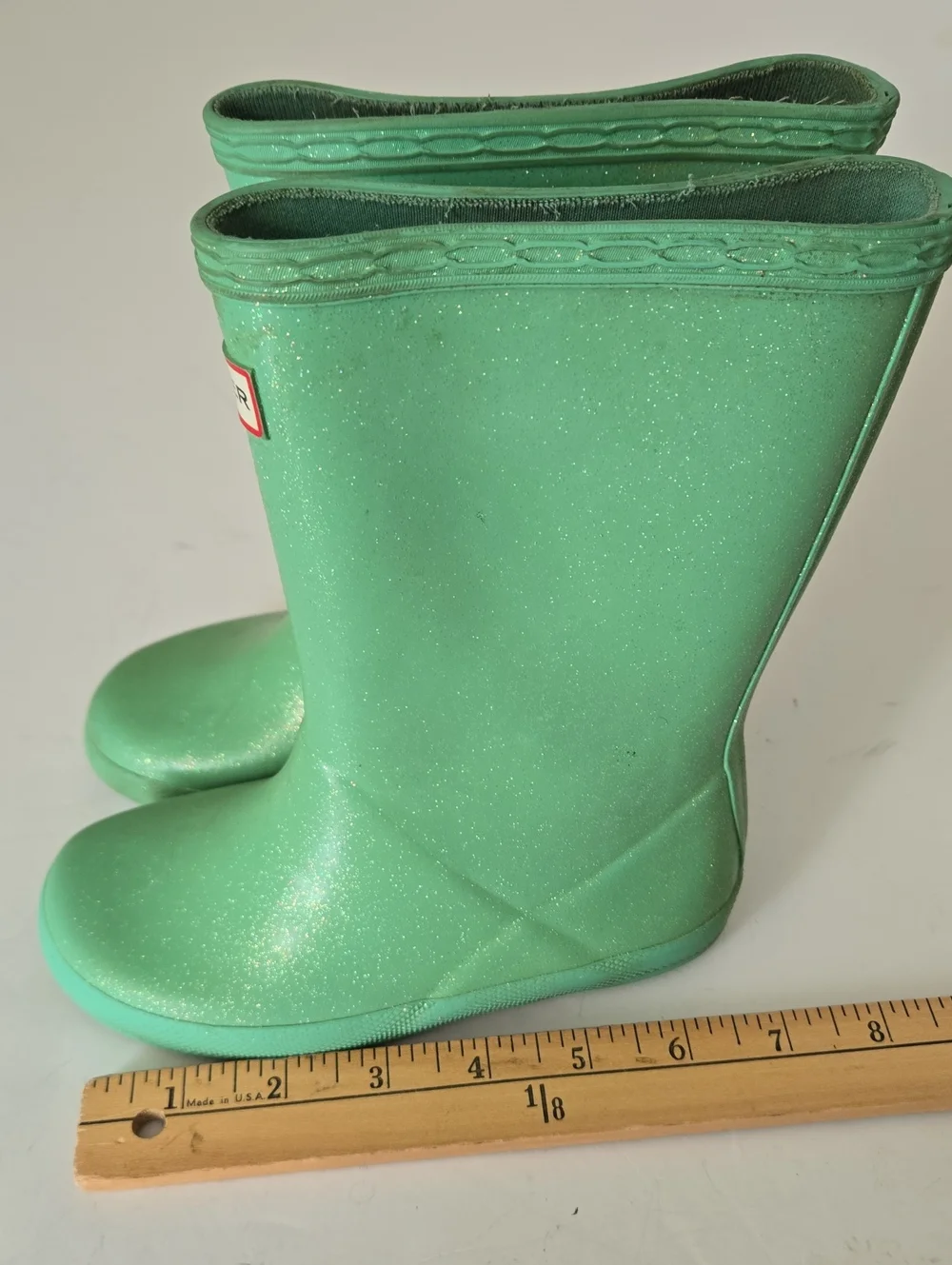 Hunter Kids Green Glitter Rain Boots Sparkle EU28 US 10 Toddler